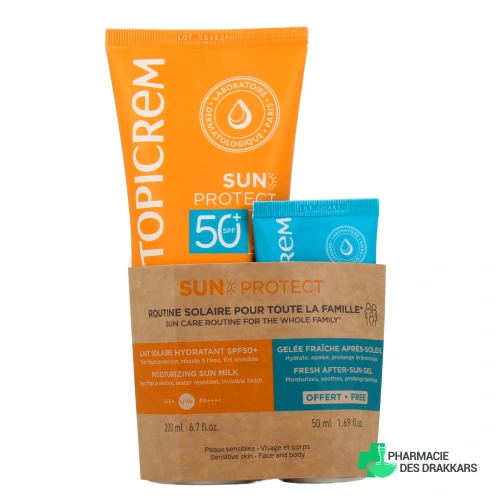Topicrem Sun Protect Lait Solaire Hydratant SPF 50+ - Vue 360°
