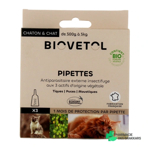 Biovetol Antiparasitaire Pipettes Chaton / Chat