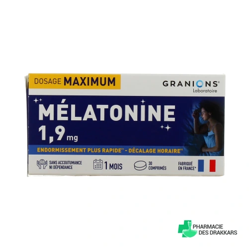 Granions Mélatonine 1,9mg Endormissement rapide