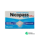 Nicopass 2,5mg - 96 pastilles - Vue 360°