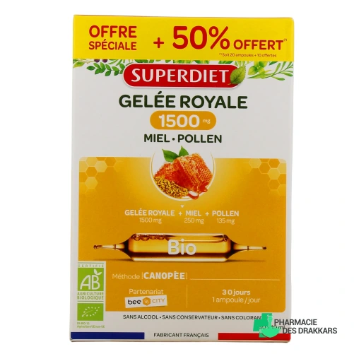Super Diet Gelée Royale 1500 mg Miel Pollen Bio
