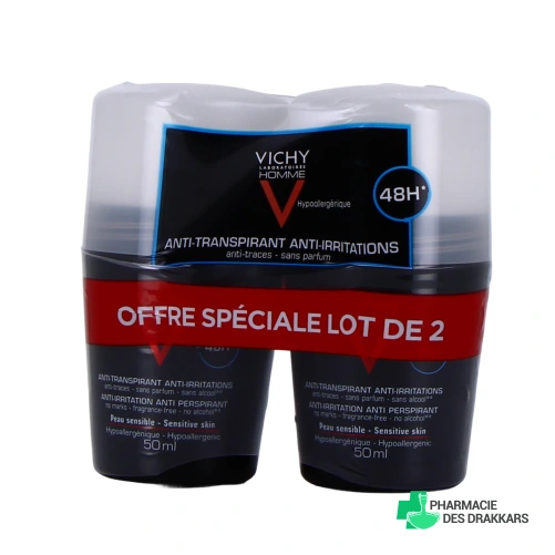 Vichy Homme Déodorant Anti-transpirant 48h Peaux sensibles