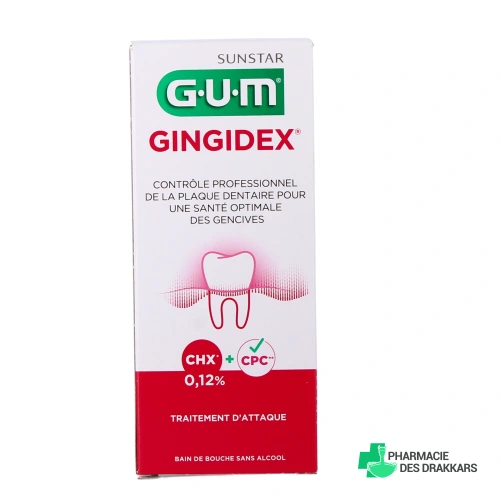Gum Gingidex Bain de bouche 0,12 % Traitement d'Attaque