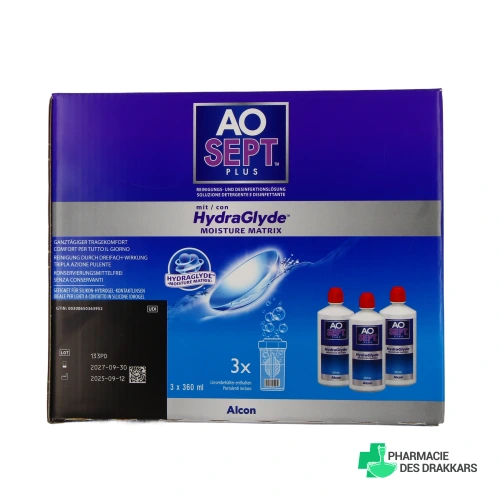 Aosept Plus Hydraglyde Solution Lentilles