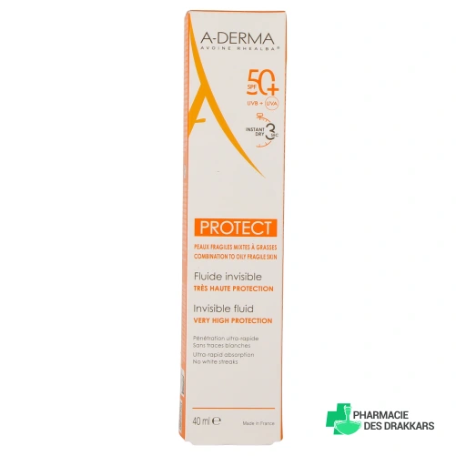 A-Derma Protect Fluide Invisible SPF 50+ - Vue 360°
