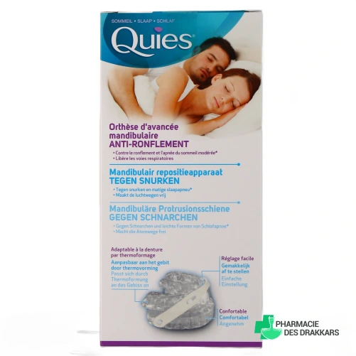 Quies Orthèse d'Avancée Mandibulaire Ronflement et Apnée Modérée du Sommeil