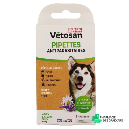 Vétosan Pipettes Répulsives Moyen/Grand Chien - Vue 360°