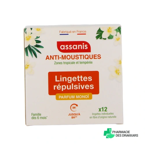 Assanis Anti-Moustiques Lingettes Répulsives - Vue 360°