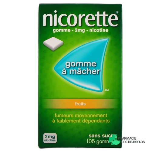 Nicorette gommes 2 mg sans sucre - Vue 360°