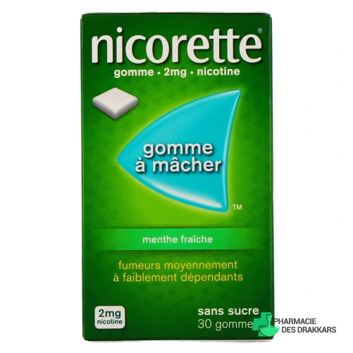 Nicorette gommes 2 mg sans sucre - Vue 360°