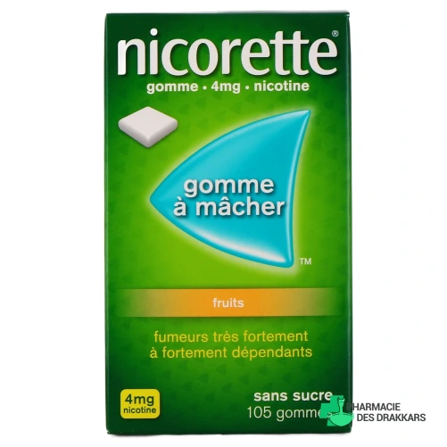 Nicorette gommes 4 mg sans sucre - Vue 360°