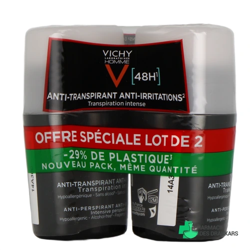 Vichy Homme Déodorant Anti-transpirant 48h Peaux sensibles - Vue 360°