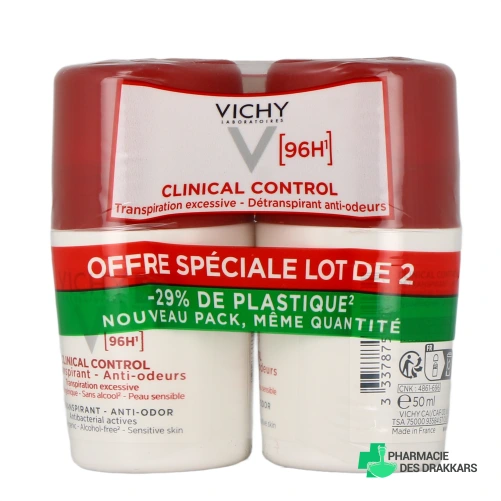 Vichy Clinical Control détranspirant anti-odeur 96h - Vue 360°
