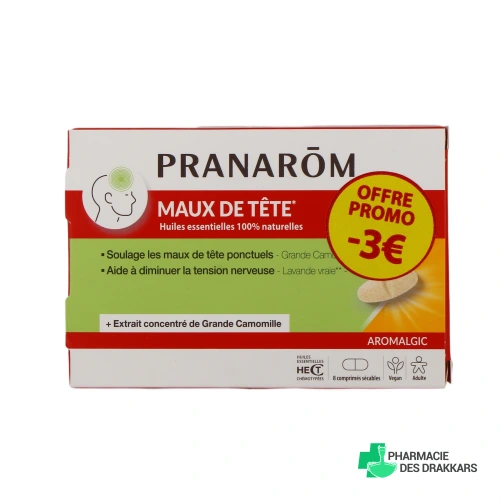 Pranarom Aromalgic Comprimés Maux de Tête - Vue 360°