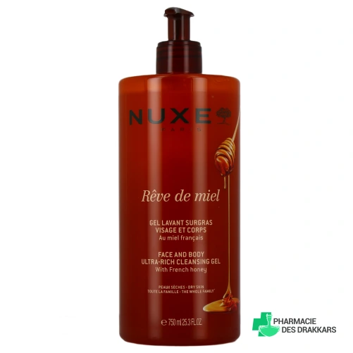 Nuxe Rêve de Miel Gel Lavant Surgras Visage et Corps - Vue 360°