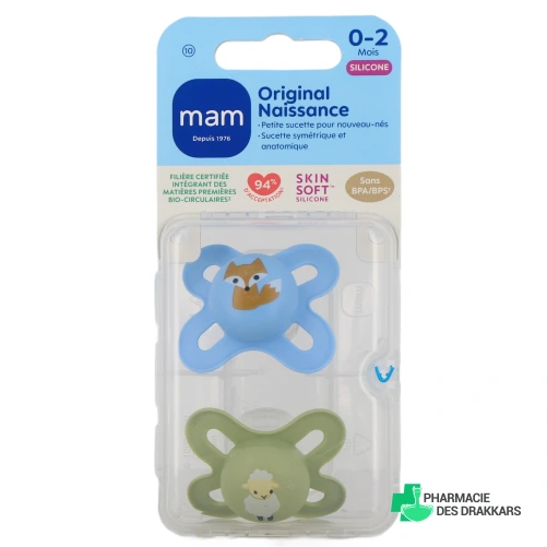 MAM Original Naissance Sucettes Silicone 0-2 mois - Vue 360°