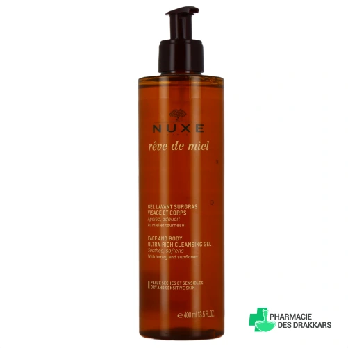 Nuxe Rêve de Miel Gel Lavant Surgras Visage et Corps - Vue 360°