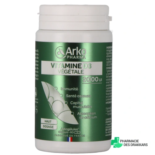 Arkopharma Vitamine D3 végétale 2000 UI - Vue 360°