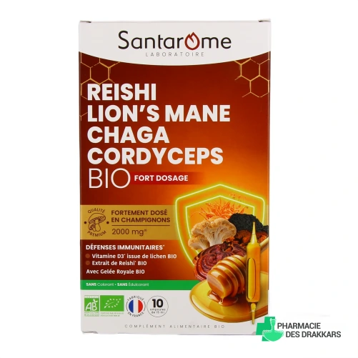 Santarome Reishi Lion's Mane Chaga Cordyceps Bio - Vue 360°