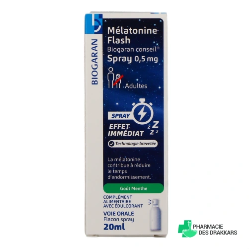 Biogaran Mélatonine Flash 0,5 mg - Vue 360°