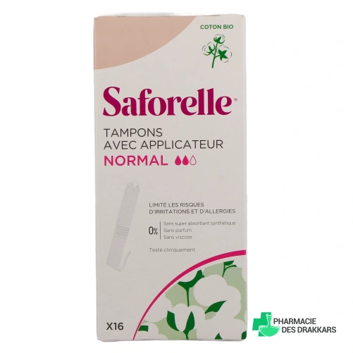 Saforelle Tampons avec applicateur Coton Bio - Vue 360°
