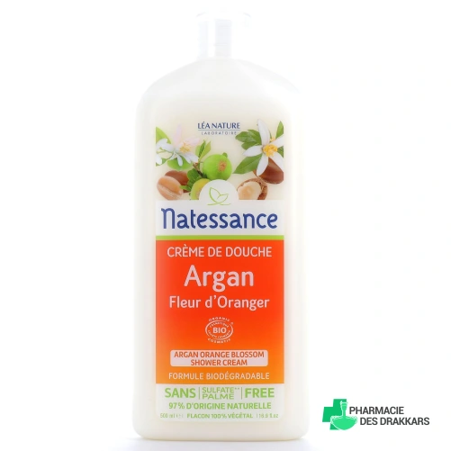 Natessance Crème de douche Argan-Fleur d'Oranger Bio