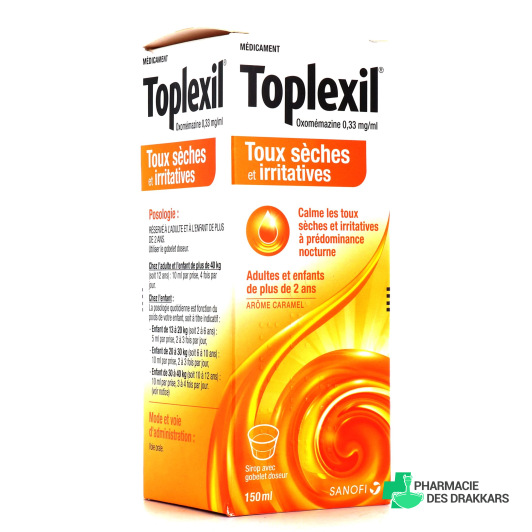 Toplexil toux sèches et irritatives sirop 150 ml caramel