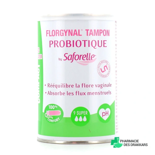 Saforelle Florgynal Tampon Probiotique Super avec Applicateur Compact x9