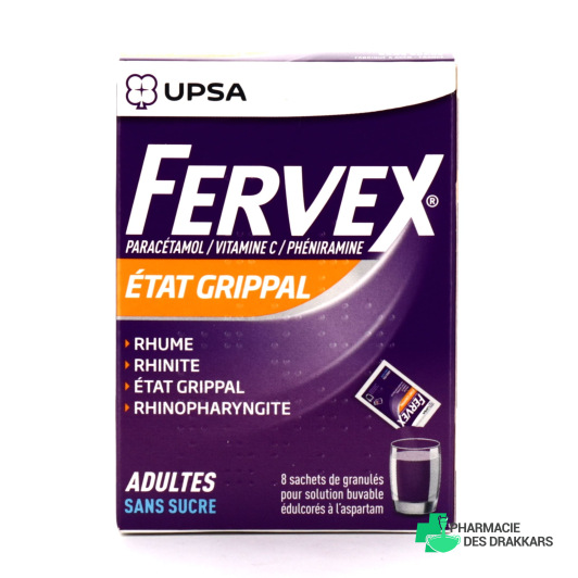 Fervex adulte sans sucre 8 sachets granulés