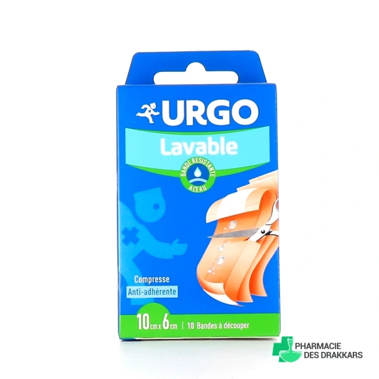 Urgo Lavable Bande Résistante à L'eau 10 Bandes 10 cm x 6 cm