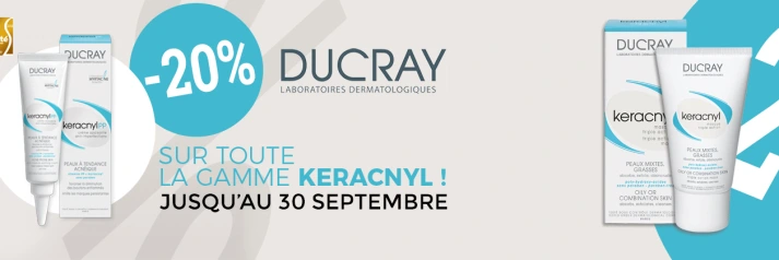 Ducray : -20% sur toute la gamme Keracnyl !
